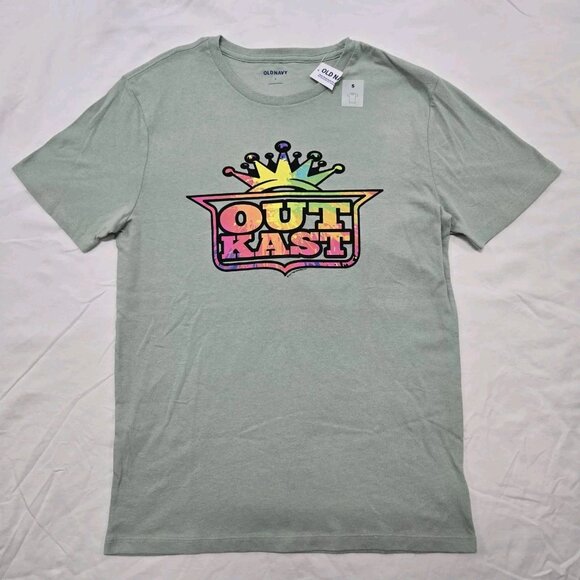 NWT Size SMALL Adults Old Navy Mint Green Outkast T-Shirt Tie Dye Graphic Tee - Picture 1 of 7
